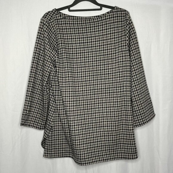 J Jill Ponte Tunic Gray Black White Houndstooth Boatneck‎ ¾ Sleeve Size Medium - Picture 4 of 8